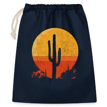 Saguaro Cactus – Motif rétro du soleil du désert - Sac cadeau 40 x 50 cm - marine - Devant