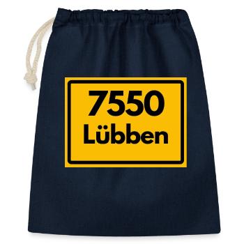 ALTE POSTLEITZAHL PLZ RETRO 7550 LÜBBEN - Geschenkbeutel aus Baumwolle (40 x 50 cm) - Navy - Vorne