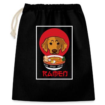 Ramen Golden Retriever Mignonne Nouille japonaise - Sac cadeau 40 x 50 cm - noir - Devant