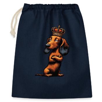 Langhaardackel Dackel Dackelhalter Teckel Tekkel - Geschenkbeutel aus Baumwolle (40 x 50 cm) - Navy - Vorne