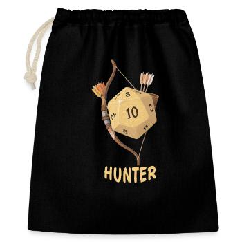 W20 mit Pfeil & Bogen – Hunter Fantasy Dice - Geschenkbeutel aus Baumwolle (40 x 50 cm) - Schwarz - Vorne