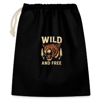 Wild and Free Tiger Emblem - Geschenkbeutel aus Baumwolle (40 x 50 cm) - Schwarz - Vorne