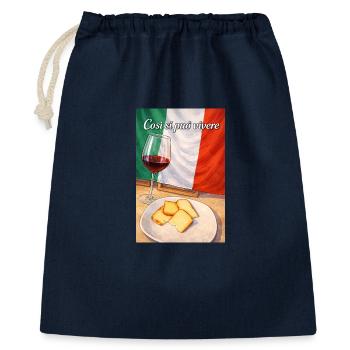 Italienische Lebensart: Wein & Brot - Geschenkbeutel aus Baumwolle (40 x 50 cm) - Navy - Vorne