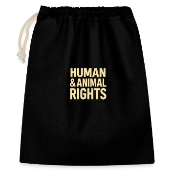 Human & Animal Rights – Bold Statement Design - Geschenkbeutel aus Baumwolle (40 x 50 cm) - Schwarz - Vorne