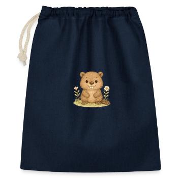 Nordischer Wald - Süßer Biber - Geschenkbeutel aus Baumwolle (40 x 50 cm) - Navy - Vorne