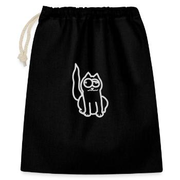 Betrunkene Katze - Geschenkbeutel aus Baumwolle (40 x 50 cm) - Schwarz - Vorne