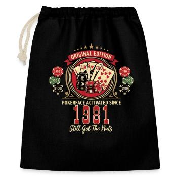 T-shirt Poker anniversaire 1981, T-shirt Poker Legend - Sac cadeau 40 x 50 cm - noir - Devant