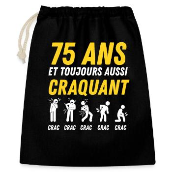 75 ans humour anniversaire vintage - Sac cadeau 40 x 50 cm - noir - Devant