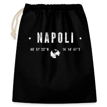 Napoli Coordonnées Géographiques Stylisées - Sac cadeau 40 x 50 cm - noir - Devant