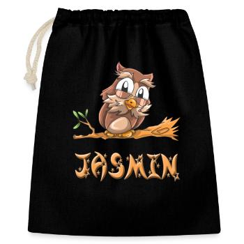 Eule Jasmin - Geschenkbeutel aus Baumwolle (40 x 50 cm) - Schwarz - Vorne