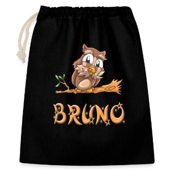 Eule Bruno - Geschenkbeutel aus Baumwolle (40 x 50 cm) - Schwarz - Vorne