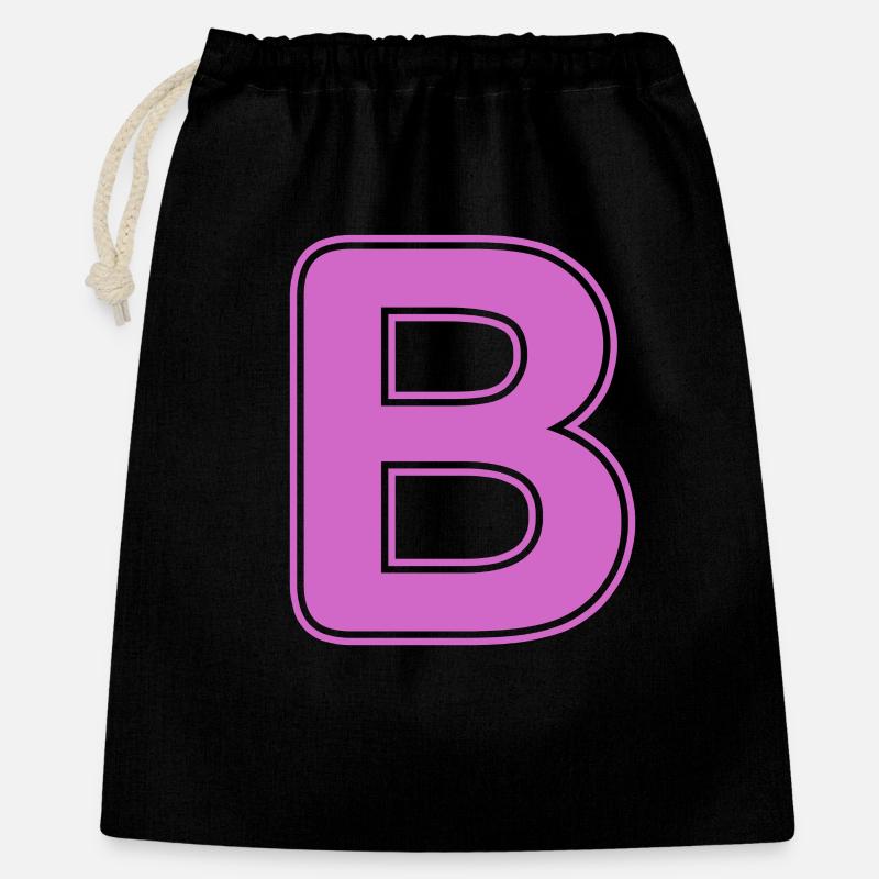 B Letter Alphabet Name Spelling Gift - Gift Bag 40 x 50 cm - black
