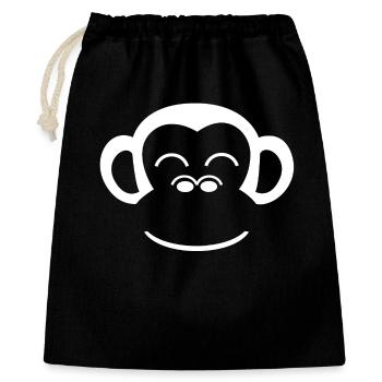 Affe Affengesicht Gorilla Menschenaffe Tiergesicht - Geschenkbeutel aus Baumwolle (40 x 50 cm) - Schwarz - Vorne