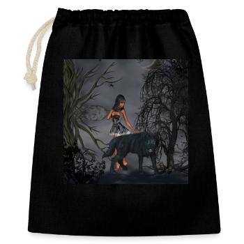 Fée génial avec loup - Sac cadeau 40 x 50 cm - noir - Devant