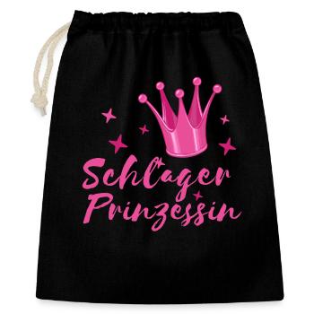 Schlager Prinzessin Schlagerfan Krone Volksmusik - Geschenkbeutel aus Baumwolle (40 x 50 cm) - Schwarz - Vorne