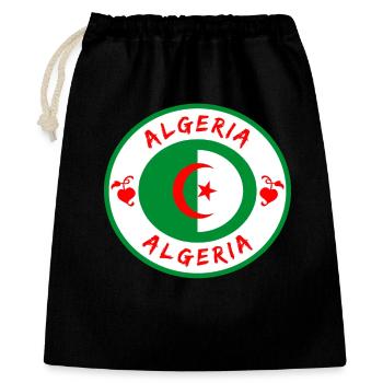 Algerien Kreis mit Nationalflagge Geschenk Algier - Geschenkbeutel aus Baumwolle (40 x 50 cm) - Schwarz - Vorne
