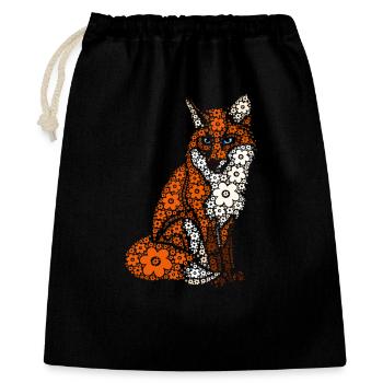 Fuchs blüht fantastisches Tier - Geschenkbeutel aus Baumwolle (40 x 50 cm) - Schwarz - Vorne