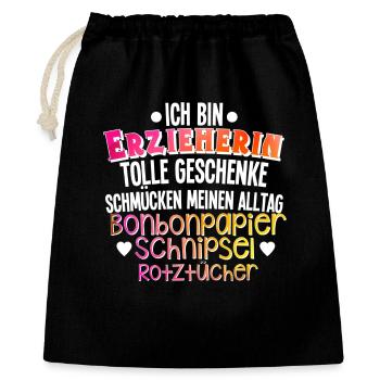Erzieherin - Geschenkbeutel aus Baumwolle (40 x 50 cm) - Schwarz - Vorne