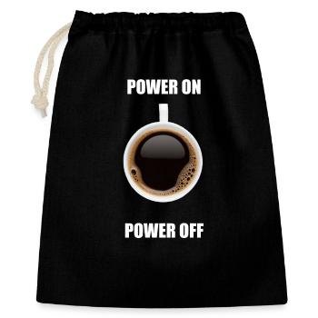 Kaffee Kaffeetasse Foto Power On Off Büro Geschenk - Geschenkbeutel aus Baumwolle (40 x 50 cm) - Schwarz - Vorne