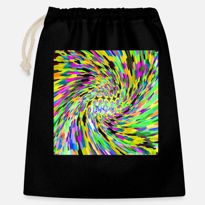 Psychedelischer Wirbel - Geschenkbeutel aus Baumwolle (40 x 50 cm) - Schwarz