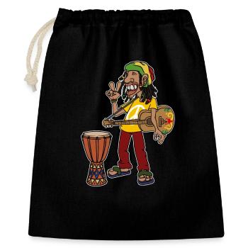 Reggae Reggaeton Jamaïque Ragga Peace Jah Rasta - Sac cadeau 40 x 50 cm - noir - Devant