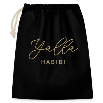 Yalla Habibi Arabisch Muslim Schatz Islam Geschenk - Geschenkbeutel aus Baumwolle (40 x 50 cm) - Schwarz - Vorne