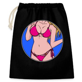 Surfeur fille bikini vacances plage mer été - Sac cadeau 40 x 50 cm - noir - Devant