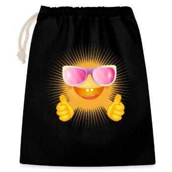 Soleil radieux avec des lunettes et des pouces vers le haut - Sac cadeau 40 x 50 cm - noir - Devant