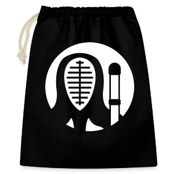 Kendo Kenjutsu Schwertkampf - Geschenkbeutel aus Baumwolle (40 x 50 cm) - Schwarz - Vorne