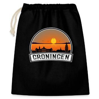 Groningue Pays-Bas Skyline Vintage Sunset Trave - Sac cadeau 40 x 50 cm - noir - Devant