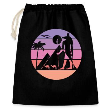 Mythische Silhouette - Anubis - Geschenkbeutel aus Baumwolle (40 x 50 cm) - Schwarz - Vorne