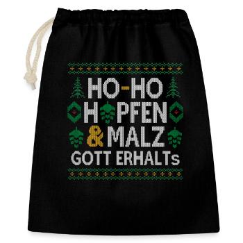 HO-HO HOPFEN UND MALZ GOTT ERHALTS WEIHNACHTSPULLI - Geschenkbeutel aus Baumwolle (40 x 50 cm) - Schwarz - Vorne