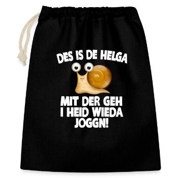 DES IS DE HELGA - MIT DER GEH I HEID WIEDER JOGGN! - Geschenkbeutel aus Baumwolle (40 x 50 cm) - Schwarz - Vorne