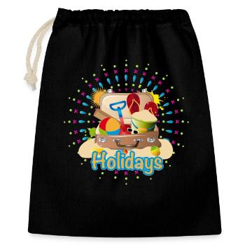 voller Koffer gepackt für den Strandurlaub - Geschenkbeutel aus Baumwolle (40 x 50 cm) - Schwarz - Vorne