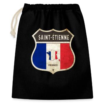 Saint-Étienne France Armoiries Drapeaux Design - Sac cadeau 40 x 50 cm - noir - Devant