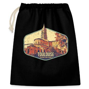 Badge retro, Toulouse France est ma ville natale - Sac cadeau 40 x 50 cm - noir - Devant
