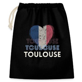 Badge retro, Toulouse France est ma ville natale - Sac cadeau 40 x 50 cm - noir - Devant