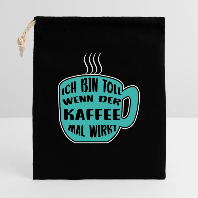 Kaffeetasse Kaffee Statement Koffein Kaffeetrinker Geschenkbeutel aus Baumwolle (40 x 50 cm)