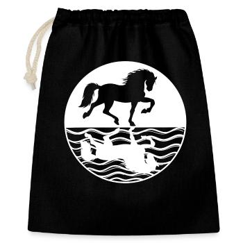 Pferdenarr Islandpferde Galopp Pferdeliebe - Geschenkbeutel aus Baumwolle (40 x 50 cm) - Schwarz - Vorne