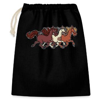 Hengst Galopp Pferde Islandpferde Pferdenarr - Geschenkbeutel aus Baumwolle (40 x 50 cm) - Schwarz - Vorne