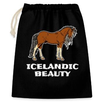 Islandpferde Statement Pferdeliebe Pferdefan - Geschenkbeutel aus Baumwolle (40 x 50 cm) - Schwarz - Vorne
