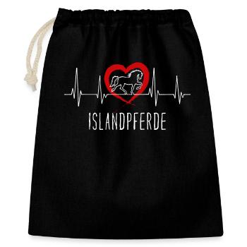Pferdeliebe Herz Cool Spruch Islandpferde - Geschenkbeutel aus Baumwolle (40 x 50 cm) - Schwarz - Vorne