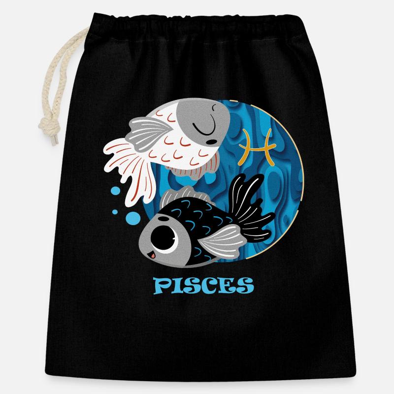 Zodiac sign Pisces - Gift Bag 40 x 50 cm - black
