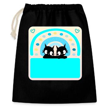 Badge de nom des chats - Sac cadeau 40 x 50 cm - noir - Devant