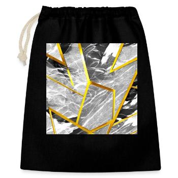 Marmor Schwarz-Weiß Gold Textur - Geschenkbeutel aus Baumwolle (40 x 50 cm) - Schwarz - Vorne