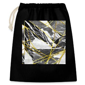 Marmor Schwarz Gold Geometrische Textur - Geschenkbeutel aus Baumwolle (40 x 50 cm) - Schwarz - Vorne
