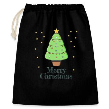Frohe Weihnachten - Geschenkbeutel aus Baumwolle (40 x 50 cm) - Schwarz - Vorne