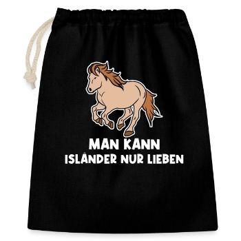 Cool Islandpferde Statement Pferdenarr Galopp - Geschenkbeutel aus Baumwolle (40 x 50 cm) - Schwarz - Vorne