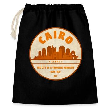 Emblème de silhouette rétro de la ville du Caire - Sac cadeau 40 x 50 cm - noir - Devant