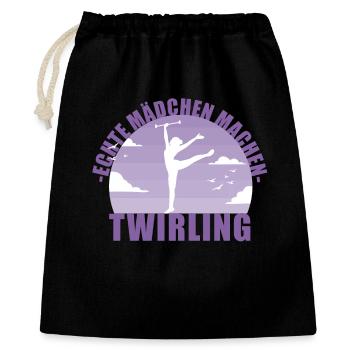 Echte Mädchen machen Twirling - Geschenkbeutel aus Baumwolle (40 x 50 cm) - Schwarz - Vorne